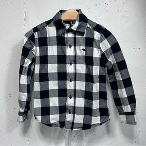 Tommy Bahama Boys Black & White Checkered Long Sleeve Button Down Shirt S